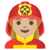 👩🏼‍🚒 woman firefighter: medium-light skin tone display on Google